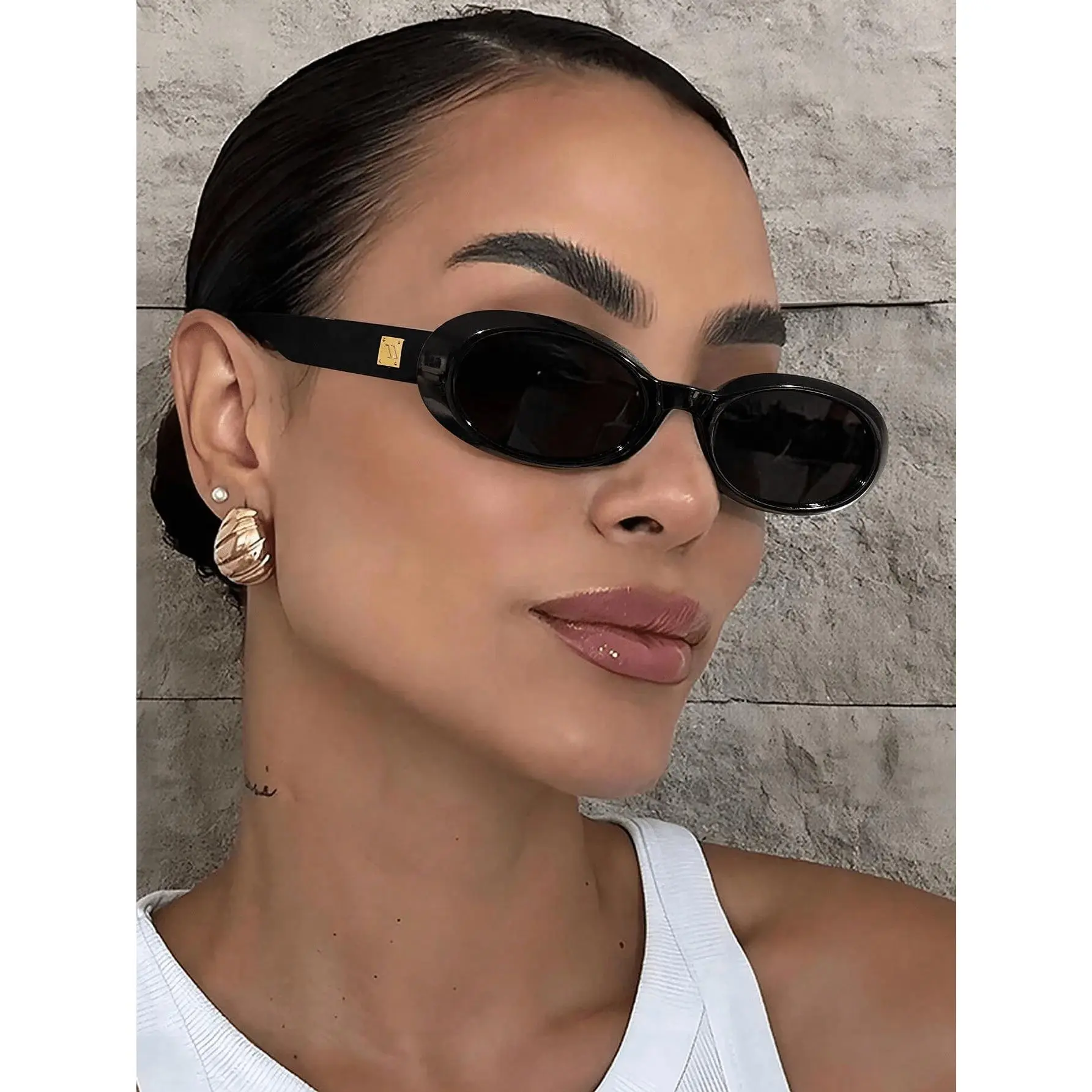 1pc Full Rim Oval Fashion Sunglasses, Retro Look Unisex Wear  display picture 2