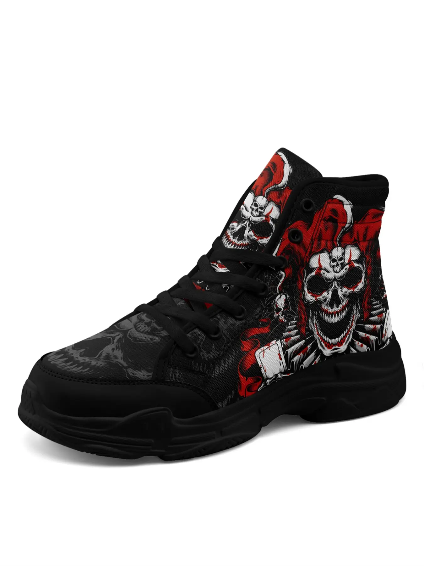 Men's Gothic Joker Punk Athletic Sneakers, Bold Joker Design High-Top Shoes, Dark Aesthetic Streetwear Trainers, Couple's Casual Comfortable Round Toe All-Match Shoes, Men's Fashion Shoes, Chunky Sole Sneakers, Stylish Sneakers
