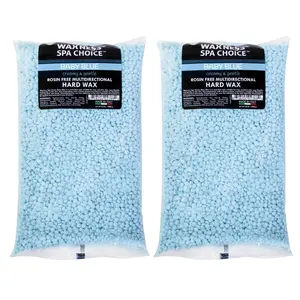 Waxness Spa Choice Rosin Free Multidirectional Baby Blue Hard Wax 4.4 lb / 2 kg - For Hair Removal, Hypoallergenic, Gentle, Dense Creamy Consistency, No Strips Needed