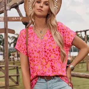 Pink Leopardsd - Vibrant Pink Leopard Print Top for Women, Perfect for Casual Wear and Summer Outfits