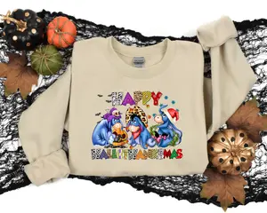 Halloween Thanksgiving Christmas Eeyore Shirt Happy Hallothanksmas Shirts Happy Hallothanksmas Shirts Funny Halloween Shirt Thanks