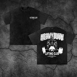 Heavy Duty Lifting Club Gym Oversize Washed T-shirt, Gym Apparel, Workout Wear, Training Men's Top, Aesthetic Shirt, Discipline, Strength, Focus