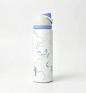 Owala 32oz Coquette Blue Bow Insulated Stainless Steel Water Bottle - Leak-Proof Travel Mug, 24H Cold Retention, Elegant Portable Drinkware Flask for Summer Vibes Leakproof Stylish Beverage Tumbler