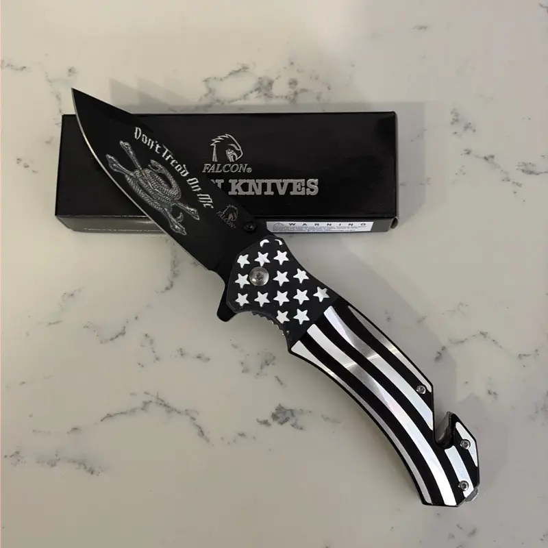 Metal Pocket Knife - USA Don't Tread on Me Design, EDC Everyday Carry Tool