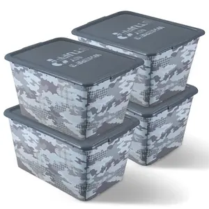 SimplyKleen 14.5-gal. Themed Storage Container Bins with Lids - Pack of 4, Ideal for Home Organization organizer Boxes