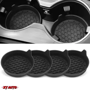 4 Pack Black Universal Silicone Car Cup Holder Coaster, Non-Slip Cup Holder Insert, Practical Interior Decoration Accessories for Men Women Vehicles