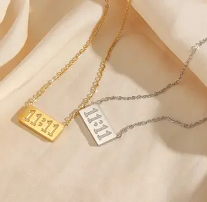 11:11 Square Pendant Necklace - 18 KGP PVD