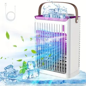Portable Air Conditioner - Mini Air Conditioner with Portable AC, 5 Wind Speeds, 680ml Evaporative Air Conditioner, 7 LED Lights, 2 Cold Mist Air Conditioner Humidifier Fans, USB Powered, Button Control - Suitable for Room, Bedroom, Office