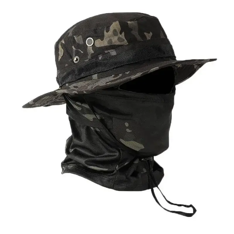 Outdoor Tactical Camo Boonie Hat Wide Brim Breathable Sun Protection Hat for Hiking Fishing Camping