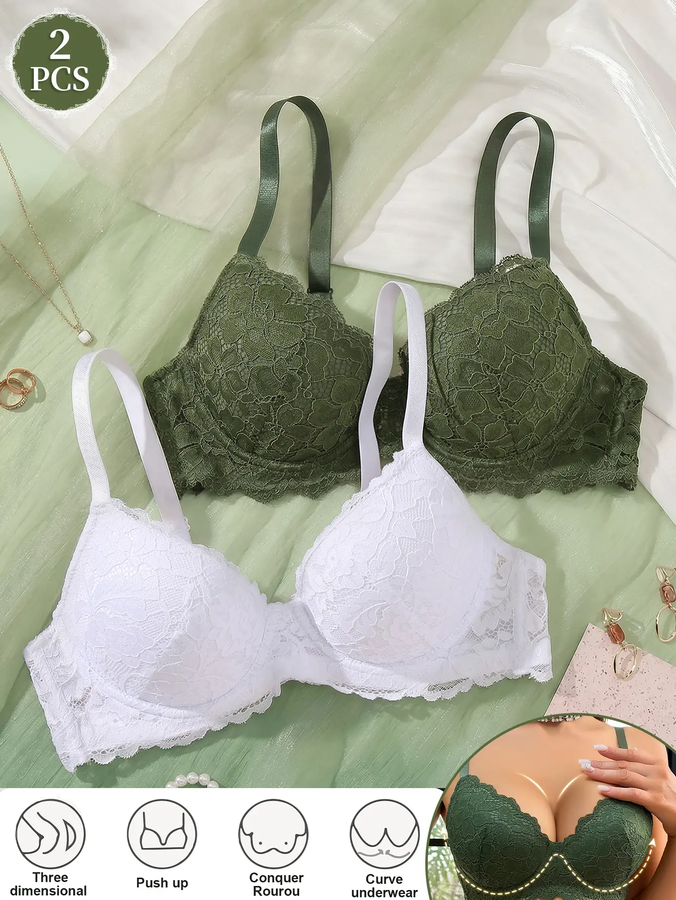 Mimilemon Elegant Lace Push-Up Push up bras for women Lingerie Anti-Sagging Comfortable Bra for Daily Wear or Special Occasions Seamless Design Supportive Womenswear Style Everyday Wirefree Bra Push Up Padded