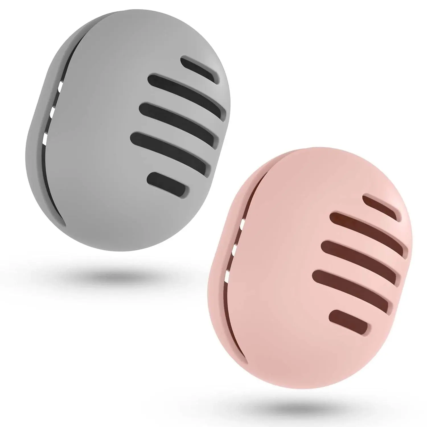 2-Pack Odourless Silicone Makeup Sponge Holders - Breathable, Shatterproof, Durable Travel Cases with Hollow Vents for Quick Drying, Coffee Medium Organizers in Grey & Rose Red, D-Coffee [Medium], D-Grey