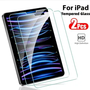 2pcs Ultra HD Tempered Glass Screen Protector, Compatible with iPad 10th-5th Gen, 10.2/11 Inch Pro, M5-M2, Anti-Scratch Clear Film