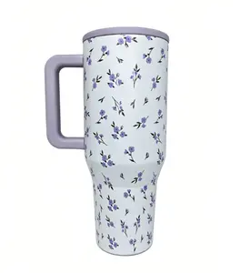 HydroJug 40oz Traveler Tumbler Cute Lavender Floral Pattern Stainless Steel Insulated Mug Leak-proof Keeps Drinks Cold 24H Travel Coffee Mug Drinkware Flasks Drinkware Flasks Bottles Bottled Portable Wide Mouth Leakproof Glass Juice