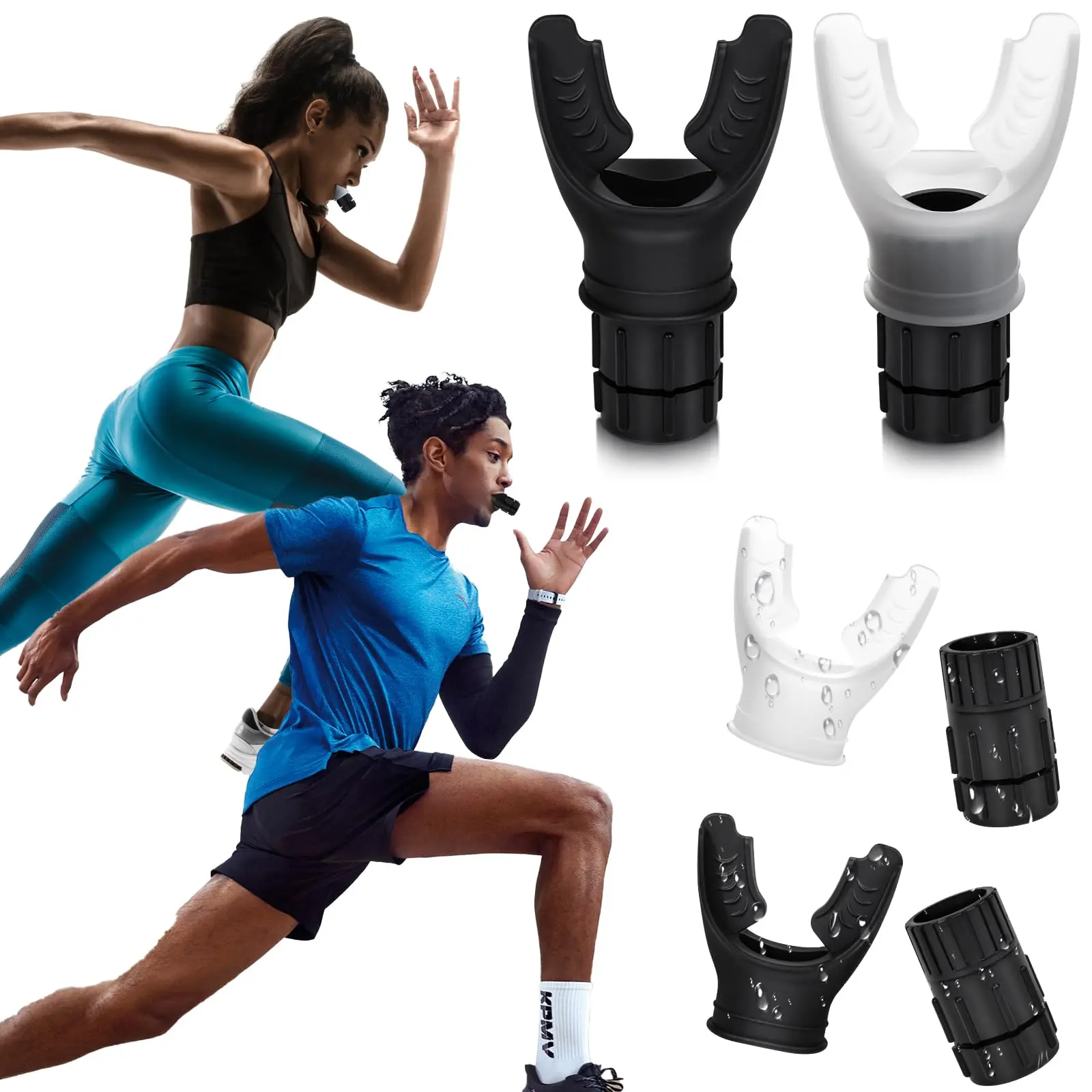Breathing Trainer with Adjustable Resistance High-Grade Silicone Respiratory Trainer Portable Home Training Equipment for Fitness & Swimming