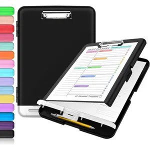 Clipboard with Storage, Clip Board 8.5 x 11 with Pen Holder, Plastic Organization Case Box for Letter Legal A4 Size Paper, Low Profile Clip, Nurses Teachers Must Haves, School & Office Supplies