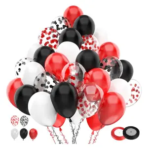 GBAONSTR 100pcs Red Black White Latex Balloons with 12 Inch Red Black Glitter Confetti Balloons for Birthday Wedding Baby Shower Graduation Party Decorations Eco Friendly Packaging