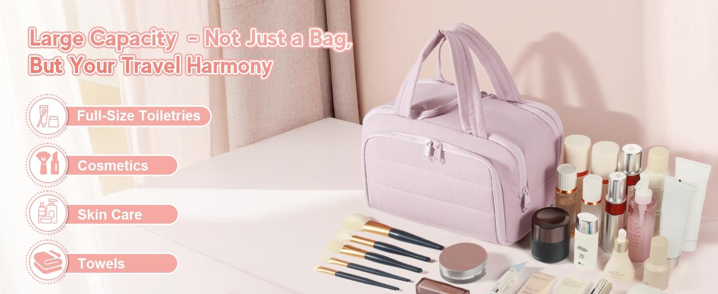 4-in-1 Puffy Travel Toiletry Bag for Women – Large Capacity Makeup Organizer with 4 Compartments, Wet/Dry Separation, Lightweight Waterproof Fabric& Anti-Spill Design, Multi-Functional Cosmetic Bag for Travel, Gym, Bathroom, Gift tts outdoorfun tool