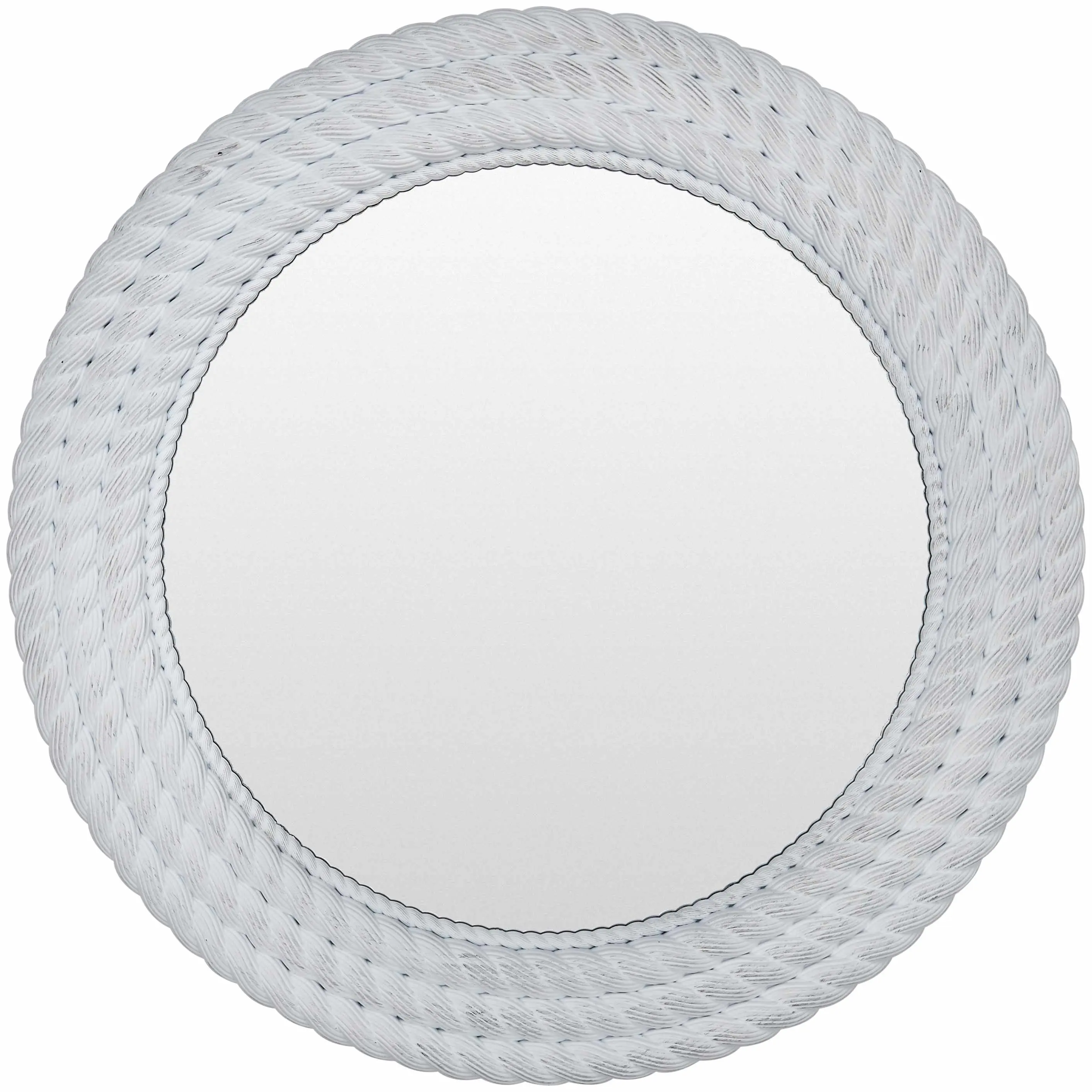 Polverigi Round White Modern Decor Mirror, Home Decor Wall Mirror for Living Room Bedroom