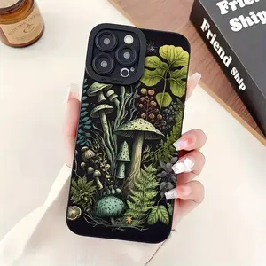 Forest Mushroom Pattern Phone Case, Anti-drop Soft Cellphone Protective Case, Total Protective Shockproof Mobile Phone Cover for iPhone, Decorative Phone Protector, Casing, Protector