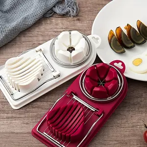 [2-in-1 Multifunctional Egg Slicer] 2-in-1 Egg Slicer & Cutter - Multifunctional Kitchen Gadget For Hard Boiled Eggs, Perfect For Cooking, Camping & Dining