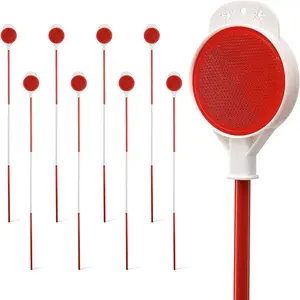 Driveway Markers, 8 Pack 0.5 Inch Diameter Poles Side Driveway Reflectors Markers for Walkways, Snow Stakes with Tape, Easy Visibility