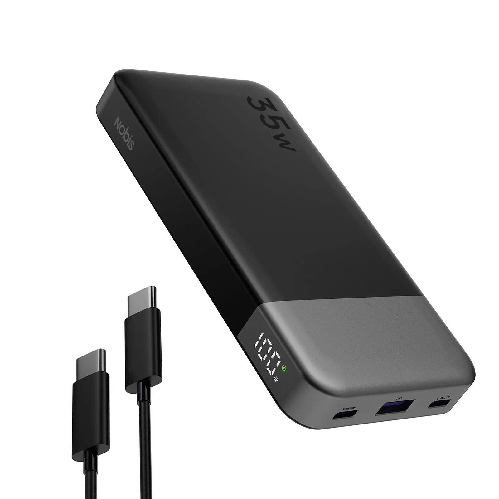 Nobis Powerbank 35W 10000mAh Charging Portable Battery For iPhone MacBook, NOVA 7,Galaxy, iPad,Black, Accessories mobile Smartphone Chargeable Compact