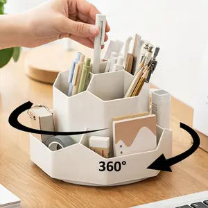 ✏️   360 °     Rotating OrganizerGame Changer for Your Desk! 9-Slot Pen Holder & Makeup Brush Storage |     Perfect for Office, School, Art Supplies (White) Tidy Your Space with a Spin️Cute Rotating Desk Organizer with 9 Slots for Pens, Makeup, Art Suppli