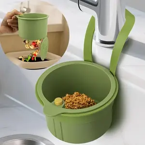 One Touch Hanging Sink Drain Basket Detachable Food Waste Filter Strainer Basket Multifunctional Kitchen Storage Accessories(green)