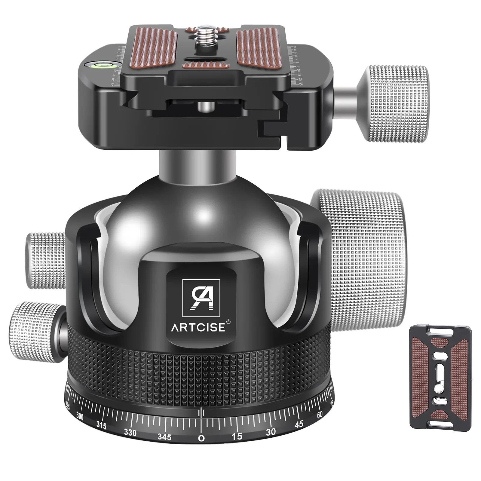 ARTCISE KB55 55mm Low Profile Ball Head Tripod Ball Head Heavy Duty Tripod Head All Metal CNC Machining with Three 1/4" Quick Release Plates for Tripod, Monopod, DSLR, Camcorder, Max Load 88lbs /40kg