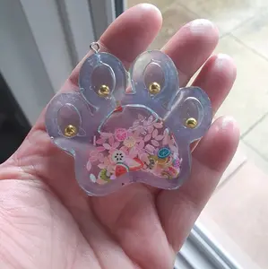 pet paw shaker keychain