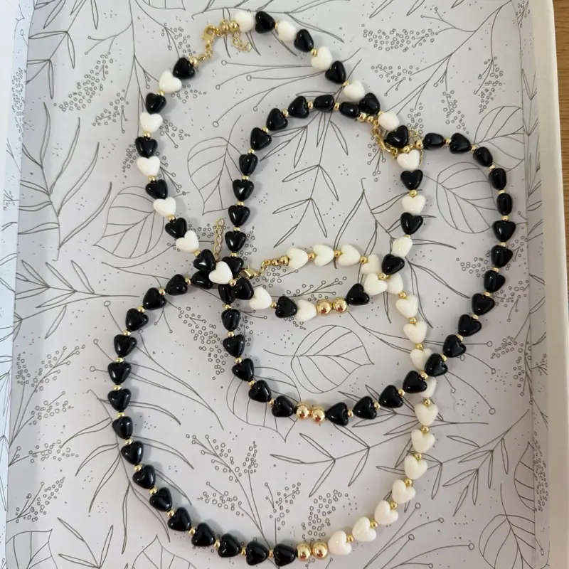 Heart Beaded Necklace for Women – Colorful Heart Statement Jewelry – Choose Your Color