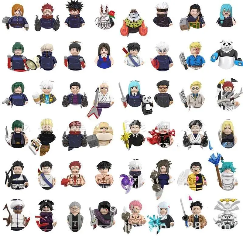 Anime & Manga Jujutsu Kaisen Building Blocks Toys - 4.5cm Mini Action Figure Bricks & Parts (Gojo, Yuji, Megumi, Panda) - Unisex Assembly Model Gift for Kids Fans
