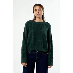 LA Hearts Women's Cable Knit Cozy Crew Neck Sweater