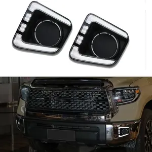 1 pair of ABS for Tundra 2014-2021; LED daytime running lights, turn signals, and front fog lights (dual-color white + yellow).