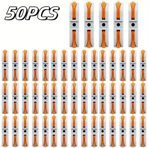 50Pcs Wire Connector 1 Conductor Compact Splicing Wire Connectors for Circuit Inline 24-12 AWG Orange