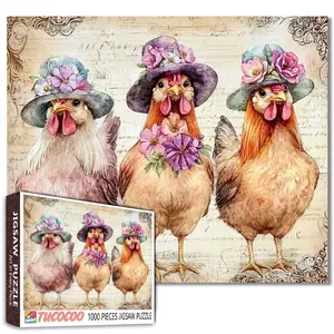 Tucocoo Funny Chicken Indoor Garden Plants 1000 Pieces Jigsaw Puzzle for Adult Family Game Stress Relief Brain Challenge Home Wall Decor Gift 27.5x20inch(70x50cm)
