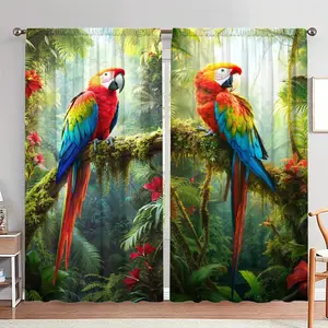 Bird Pattern Door Curtain, 1 Set Colorful Birds Print Door Curtain, Home Decor for Living Room Bedroom Study Room, Room Decor