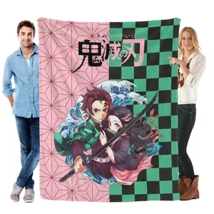 Anime Demon Slayer Blanket - Mitsuri & Shinobu Character Art Soft Fleece for AC Room Nap Thanksgiving Birthday Christmas Gift
