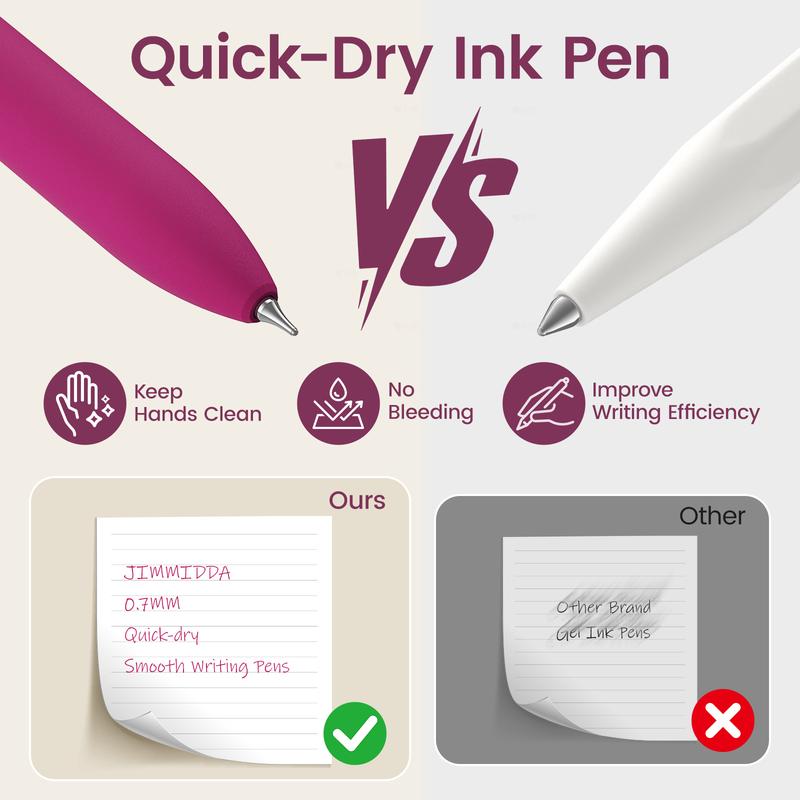 Colorful Gel Pens - 8 Pcs Colored Ink Pens Coloring | 0.7MM Smooth Writing Medium Point - Quick Drying Retractable Colored Pen for Journaling Note Taking