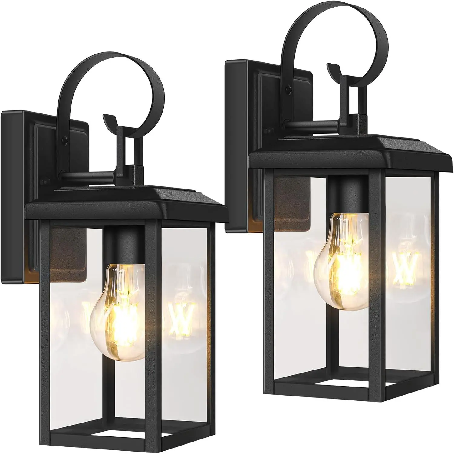 2-Pack Outdoor Wall Light Fixtures, Exterior Lighting Fixtures Wall Mount, Waterproof Porch Lights Outdoor Wall Sconces Lanterns, Modern Outside Lights for House Front Door Garage, Black