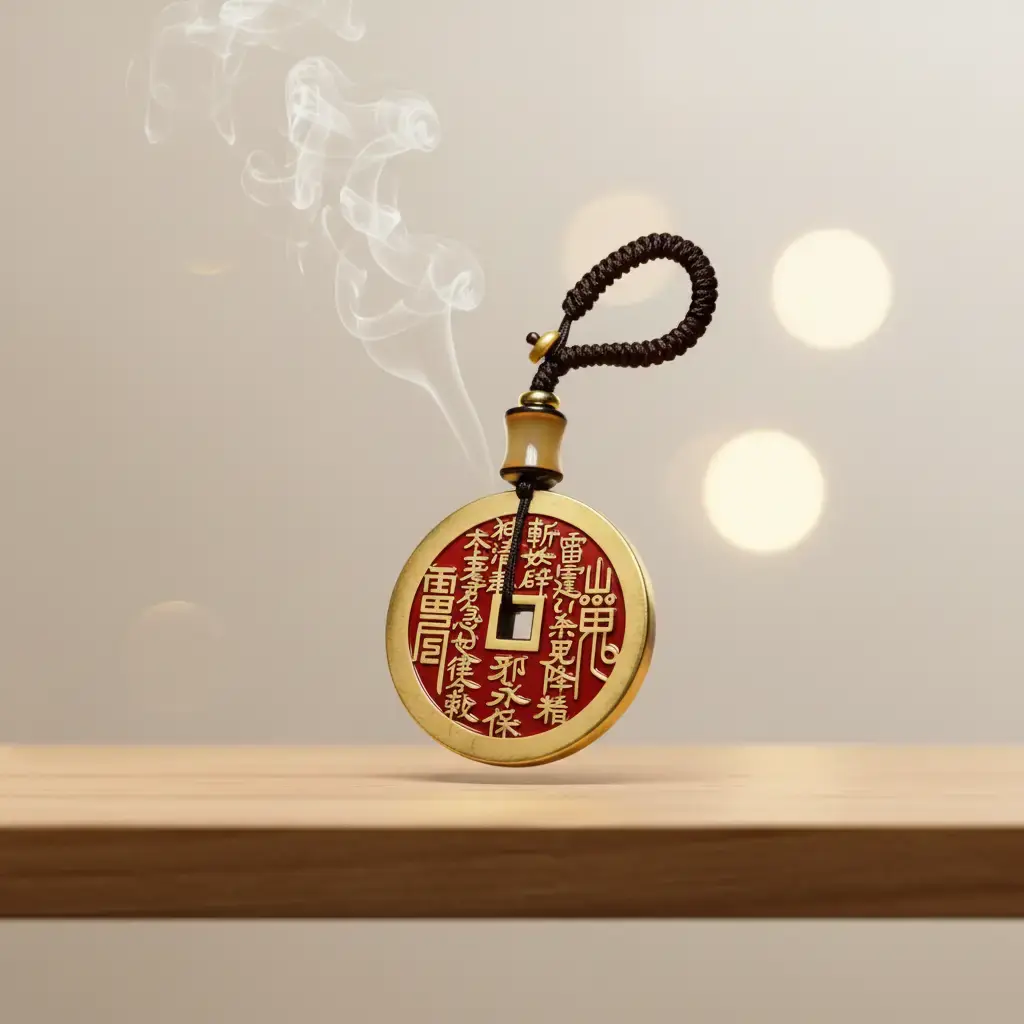 Mountain Spirit Coin and Taoist Amulet Coin | Authentic Chinese Feng Shui Decor | Daily Wear | Travel Safety | Family Happiness | Blessed by Taoist Priest, Ornaments, Hanging