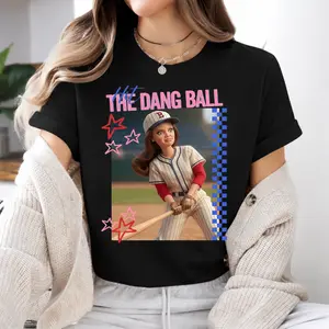 Hit the Dang Ball Shirt, Funny Meme Baseball Tee, Distressed Doll Face Graphic Top, Softball Mom Game Day Essential.