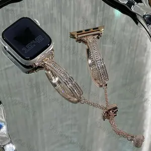 Trendy CZ Metal Band For Apple Watch S10/S9/Ultra Women Elegant Diamond-Embellished Strap