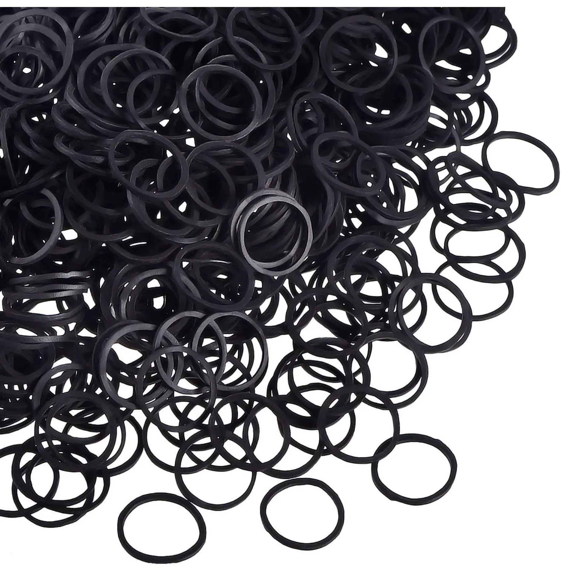 Mini Rubber Bands for Hair Braids, 1.5 cm, 1000 Count, Black