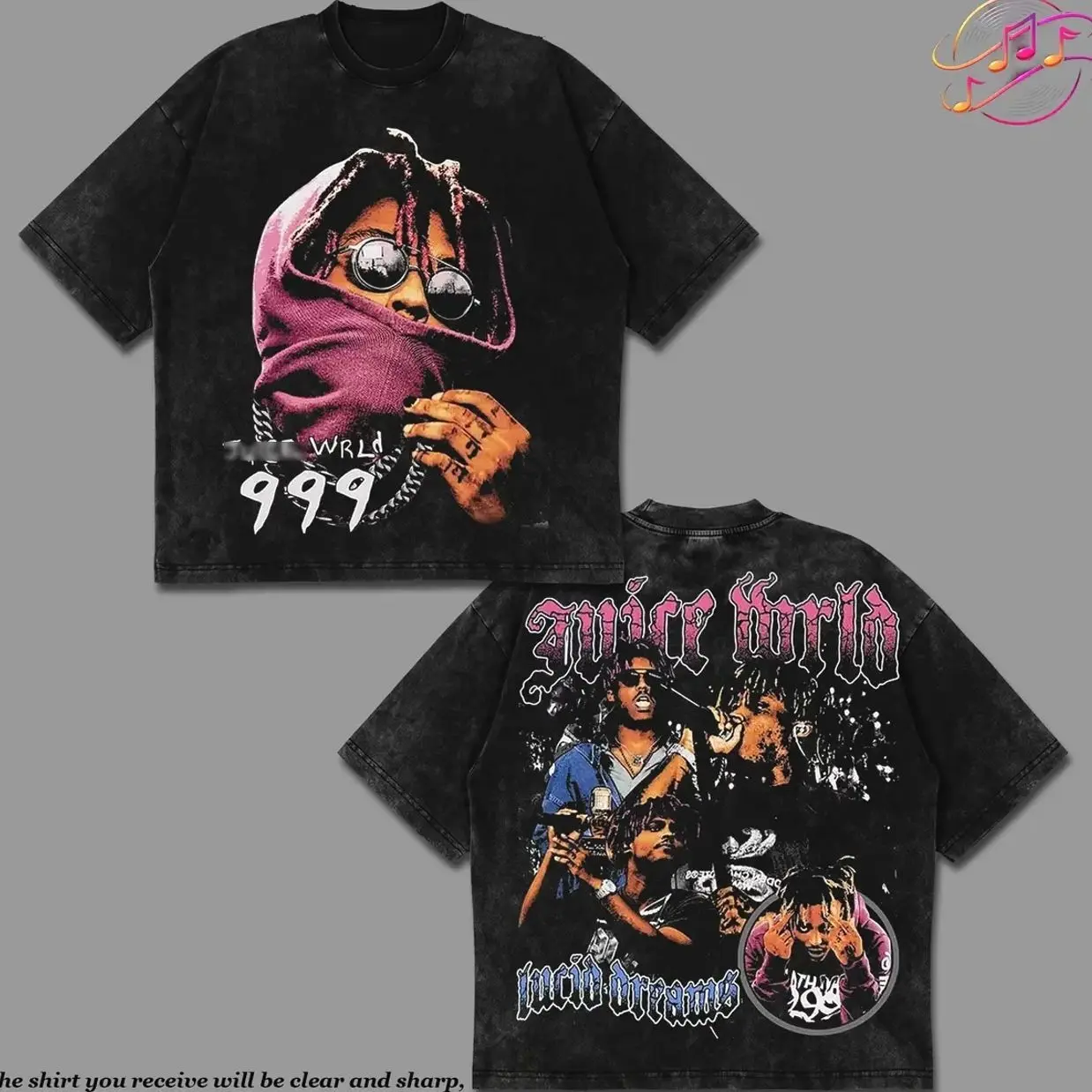 999 Godzilla Graphic Premium Acid Washed Cotton T-Shirt For LLJW Fans, 999 Hip-Hop Shirt, Lucid Dreams Album Merch, Legends Never Die Fan Graphic Tee, Concert Music Outfit 9N2