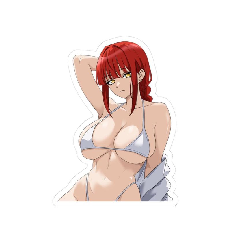 Red-Haired Anime Bikini Character Sticker | Kiss-Cut Sticker