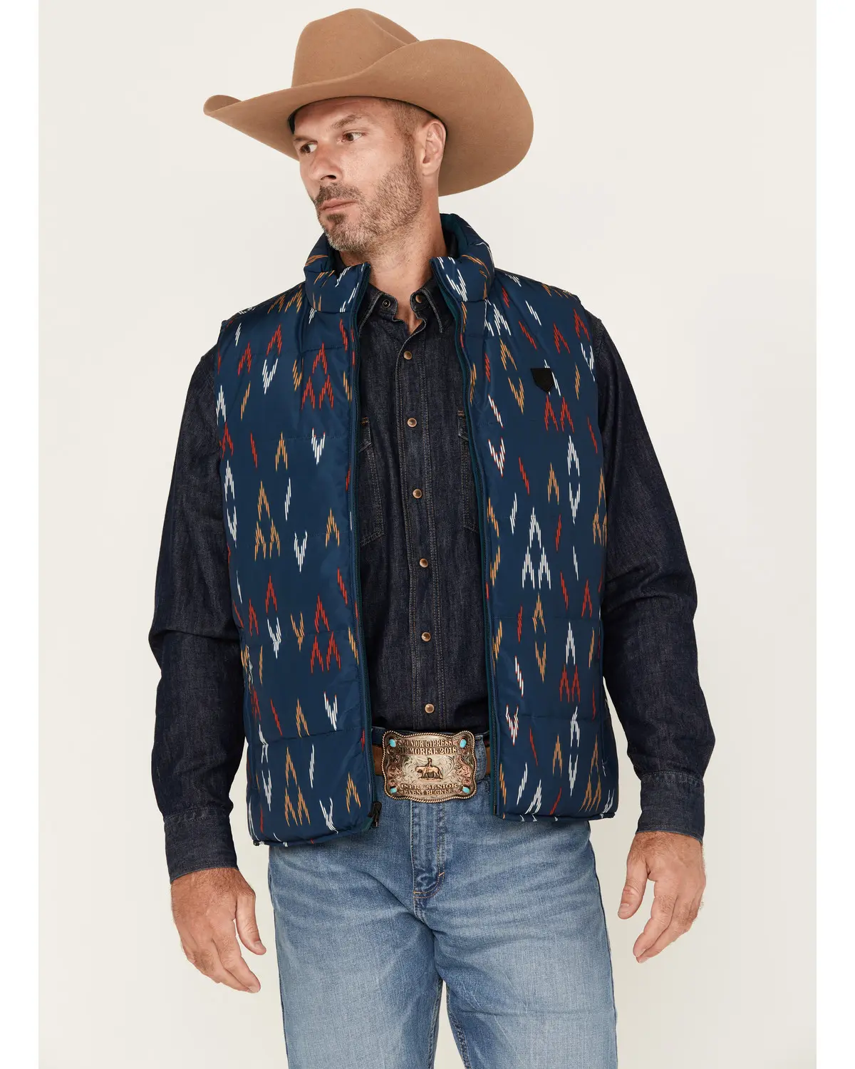 Rank 45 Men's 45&Reg; Men'S Spaced Geo Print Reversible Puffer Vest - Rmfa24v7-Dktel