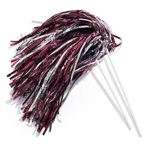 Anderson's Metallic Maroon & Silver Foil Textured School Spirit Shakers, Cheerleader Pom Poms, Football, Basketball, Homecoming, Squad, Team, Party, Dance, Club, Performance, Fan Celebration, Pack 10