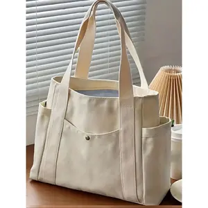 Canvas Handbag, Personalized Shoulder Bag, Casual Shopping Bag, Storage Tote Bag, Large Capacity, Lightweight, Multi-Functional, for Work, Travel, School, Outdoor