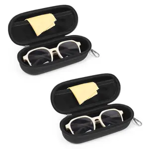 Adults' 2-Pack Black Sports Eyeglasses & Sunglasses Case with Clip, Portable Zippered Travel Organizer